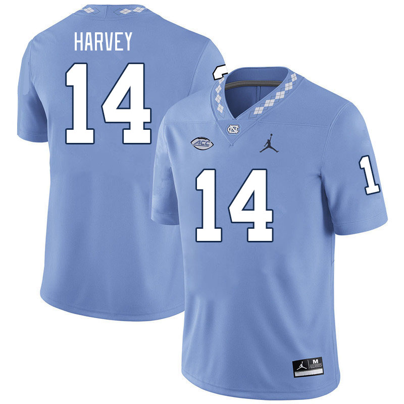 Men #14 Jaybron Harvey North Carolina Tar Heels College Football Jerseys Stitched-Carolina Blue